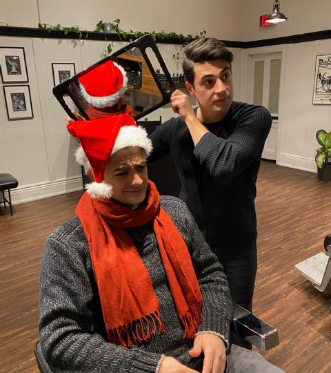 Ferraro in barber chair