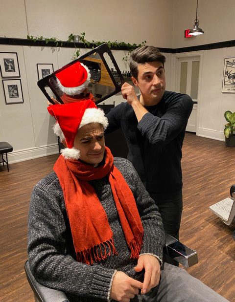 Ferraro in barber chair