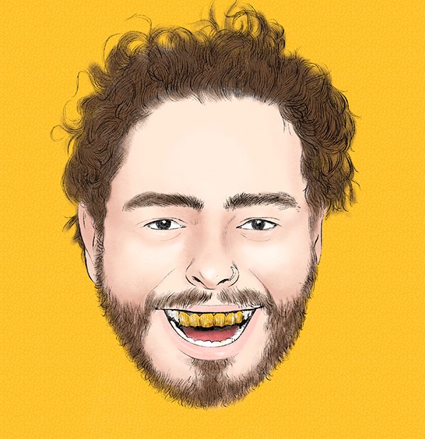 Post Malone's face without tattoos