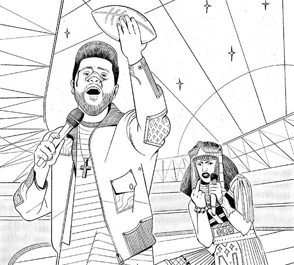 Drawing of Weeknd with football