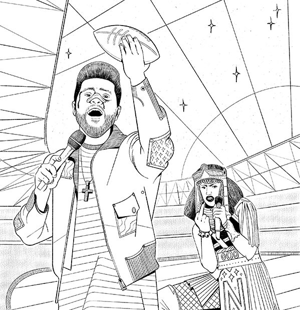 Drawing of Weeknd with football