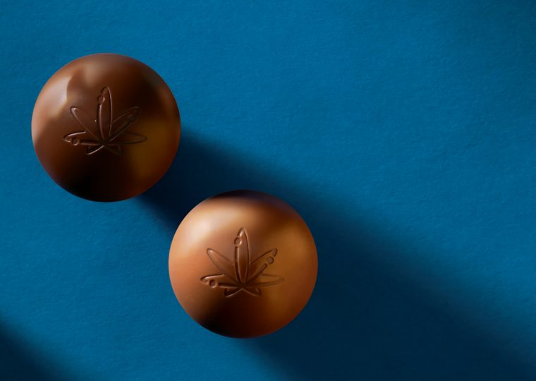 Chocolate on blue background