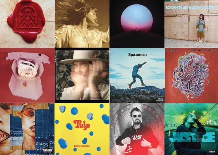 Collage of album covers from reviews