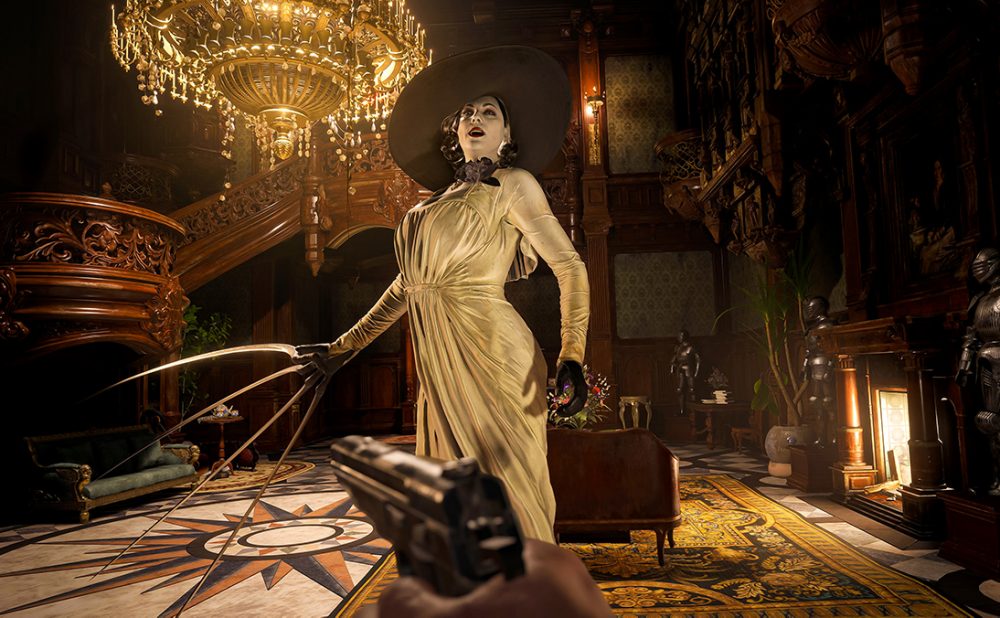 Dimitrescu standing menacingly over main character