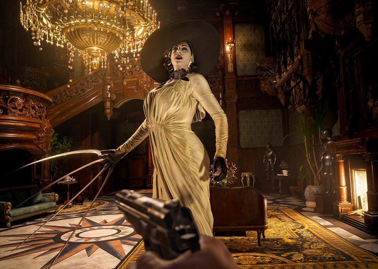 Dimitrescu standing menacingly over main character