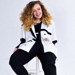 LOONY posing on a stool