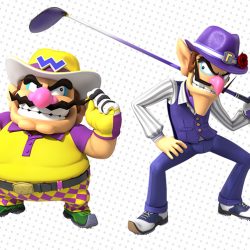 Wario and Waluigi posing in golfing attire