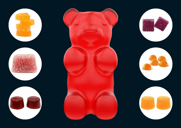 Collage of cannabis gummies