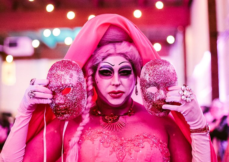 Person dressed in pink at Posh Ball