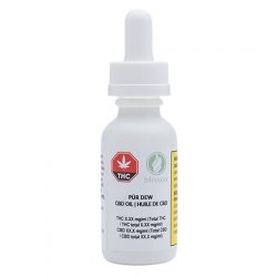 A 30 ml bottle of Blissco Pur Dew CBD Oil.