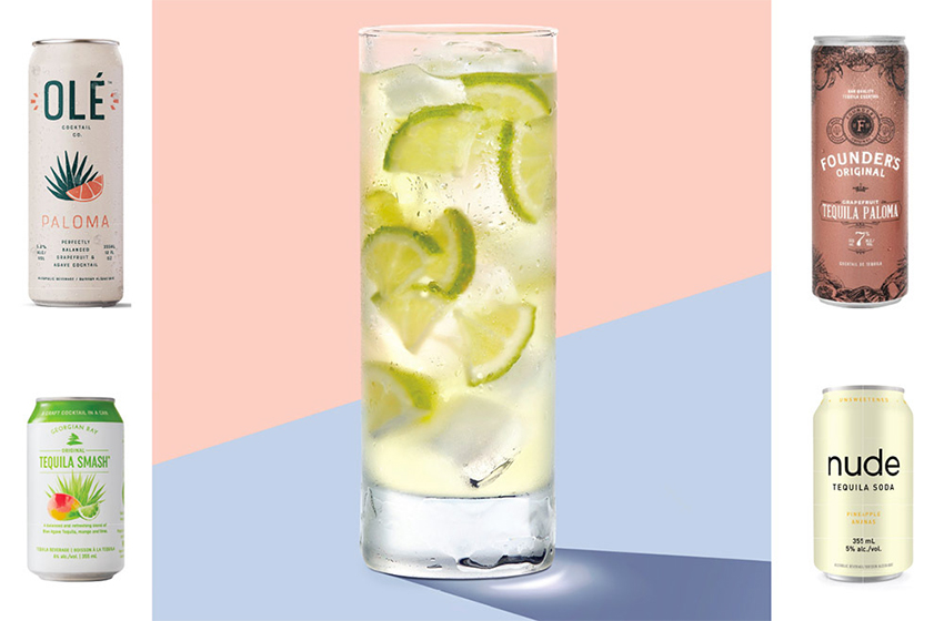 Collage of four tequila cocktail brands