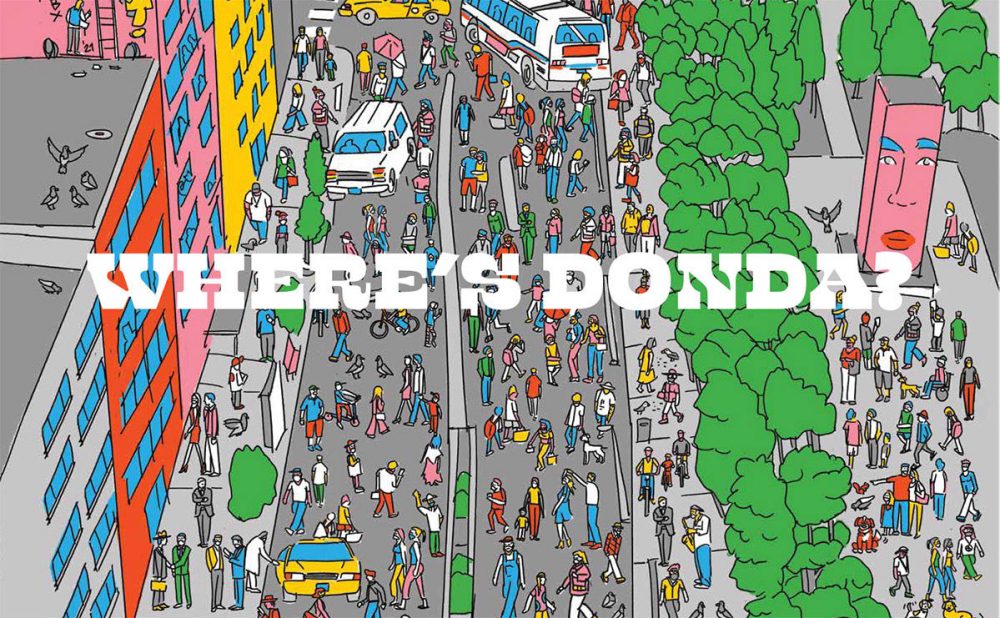 Colourful illustration of Chicago, similar to a Where's Waldo search.