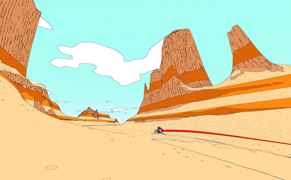 Video still from the game Sable of a desert scene.