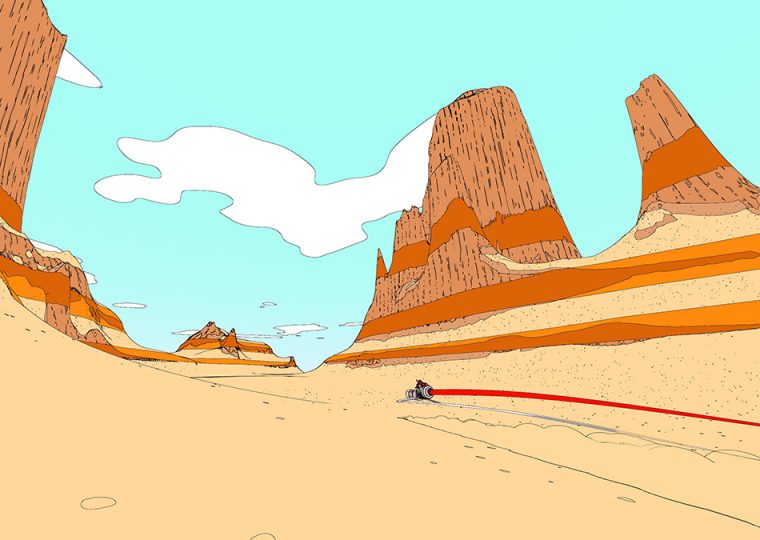 Video still from the game Sable of a desert scene.