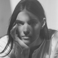 Black and white photo of Charlotte Cardin.