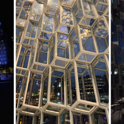 Three photos of Harpa Concert Hall